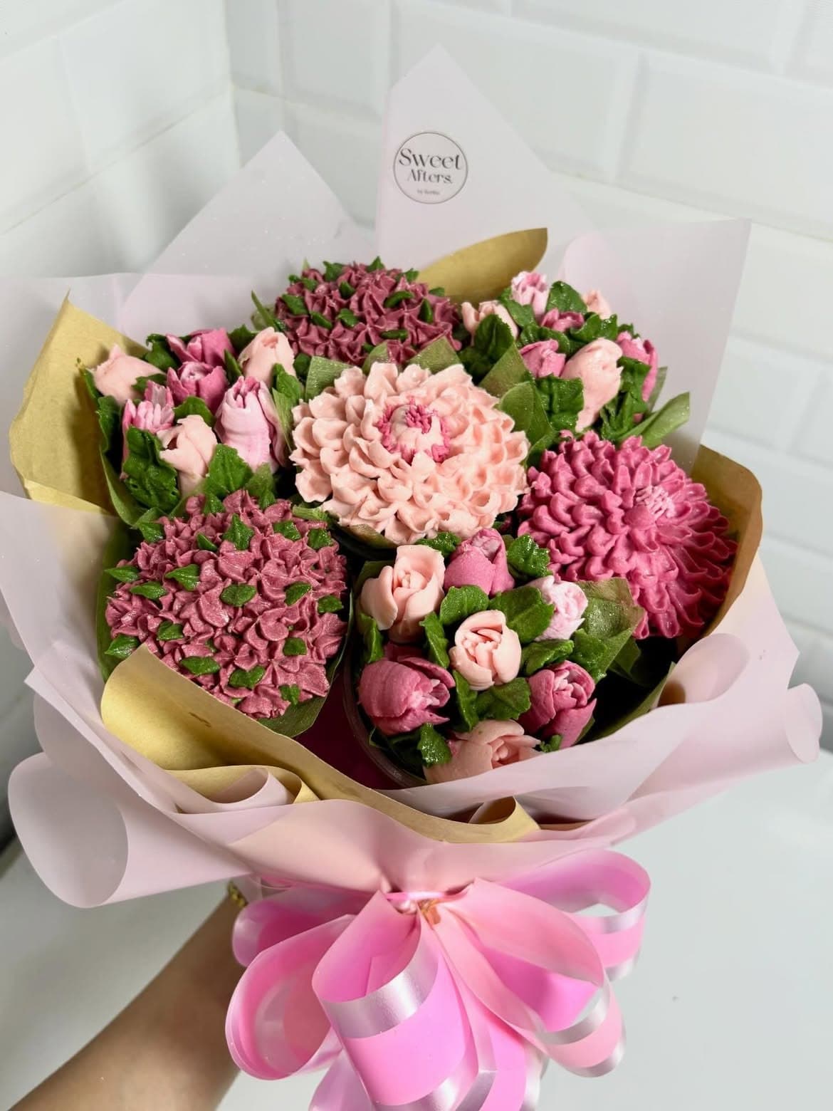 Cupcake bouquet arranged as a floral gift